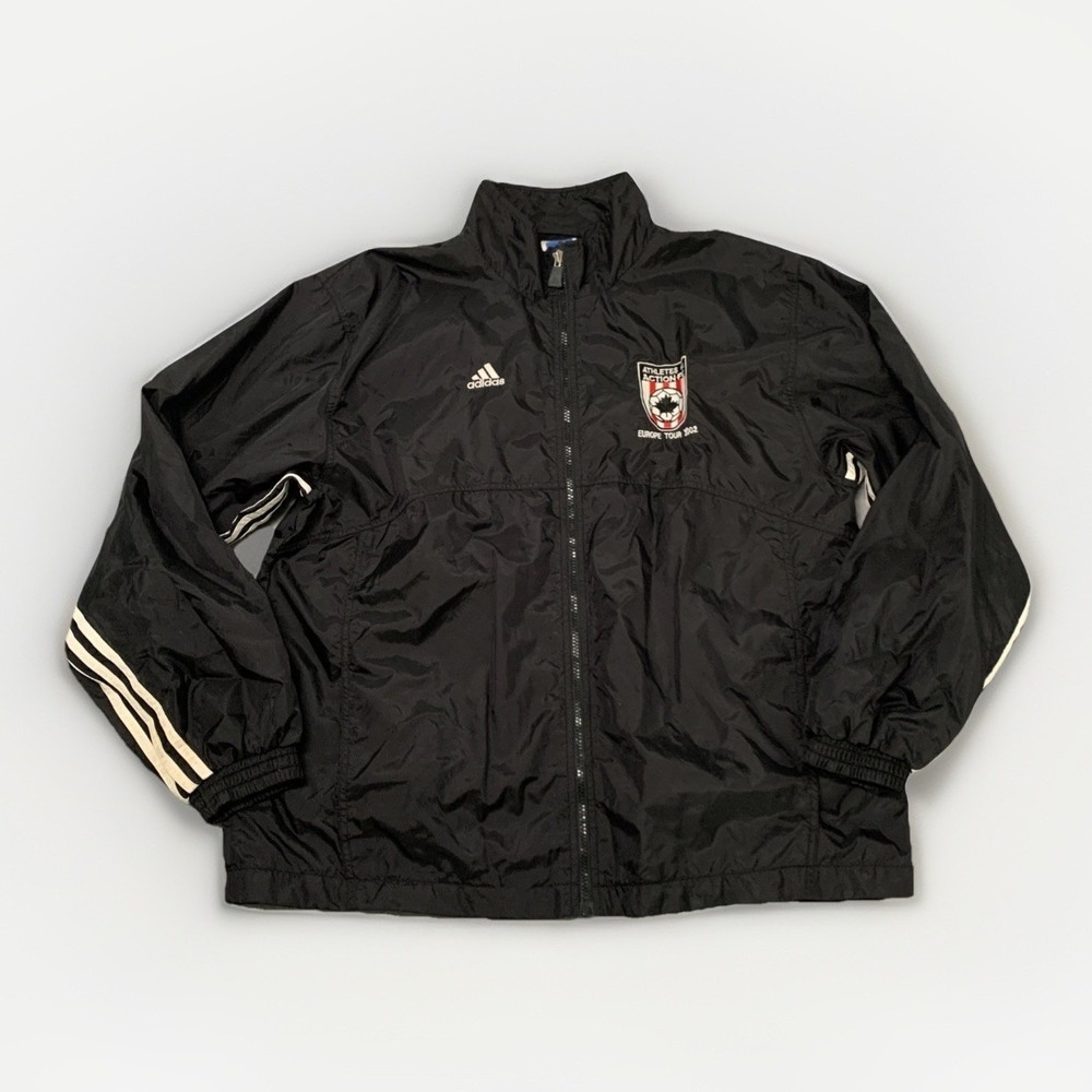 Vtg Adidas Jacket Men's L Black Athletes In Action FC Europe Tour 2002‎ Rare
